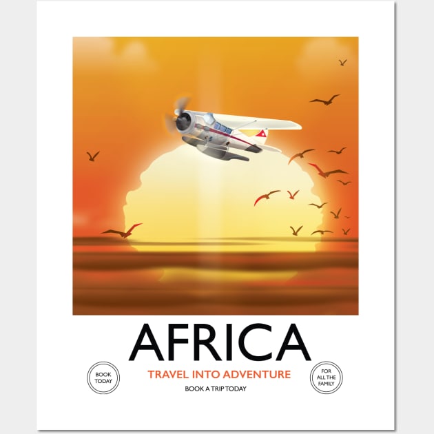 Africa Sunset travel poster Wall Art by nickemporium1